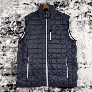 Cutter Buck Rainer Prima Loft Vest Mens Large Black Puffer Full‎ Zip Husky Golf